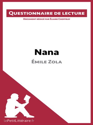 cover image of Nana d'Émile Zola